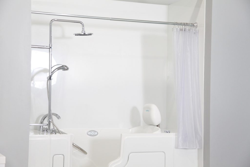 Example of a walk-in safe tub and shower combo